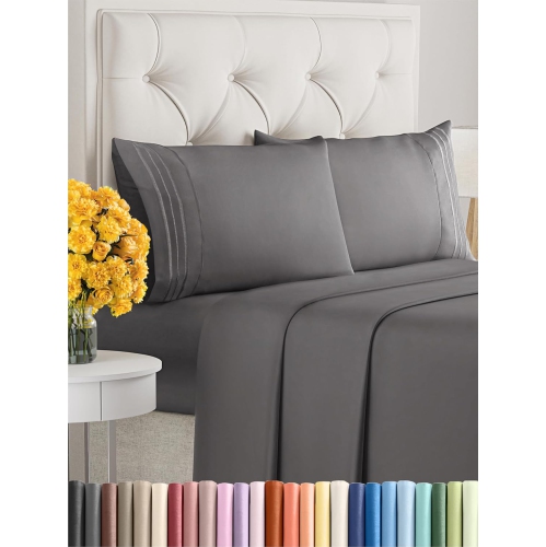 Queen Size 4 Piece Sheet Set - Comfy Breathable & Cooling Sheets - Hotel Luxury Bed Sheets - Deep Pockets, Easy-Fit, Soft & Wrinkle Free Sheets - Dar