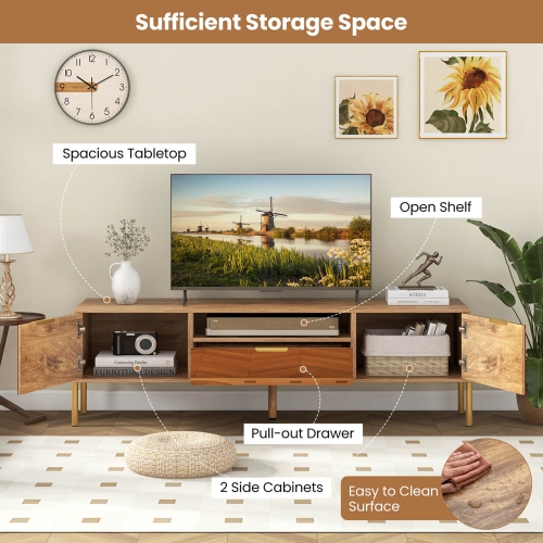 Meuble miroir de Costway pour téléviseur de 65 po ou moins avec table spacieuse