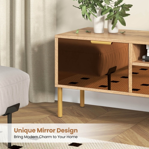 Meuble miroir de Costway pour téléviseur de 65 po ou moins avec table spacieuse