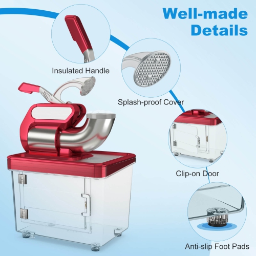 Costway 660LBS/H Commercial Ice Crusher with Dual Blades Safety On/Off Switch for Home