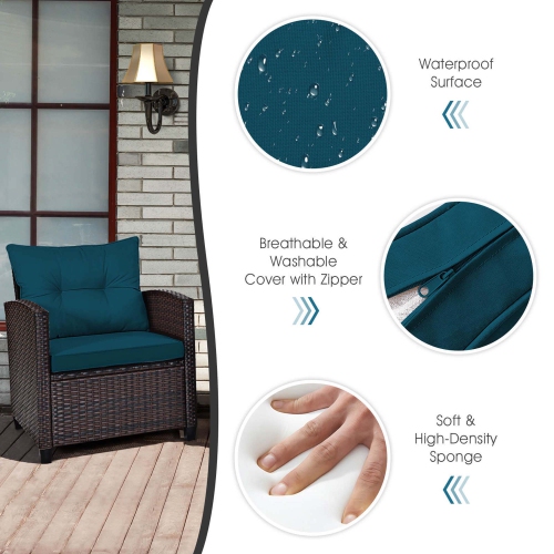 Costway 3PCS Patio Rattan Furniture Set Cushioned Conversation Set Sofa