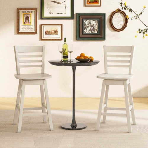 Costway 2 PCS 24.5" Counter Height Bar Chairs Swivel Bar Stools with Hollow Backrest