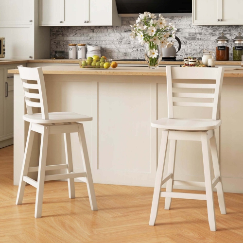 Costway 2 PCS 24.5" Counter Height Bar Chairs Swivel Bar Stools with Hollow Backrest