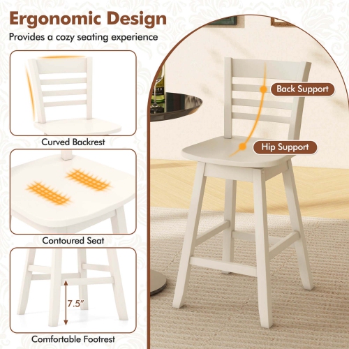 Costway 2 PCS 24.5" Counter Height Bar Chairs Swivel Bar Stools with Hollow Backrest