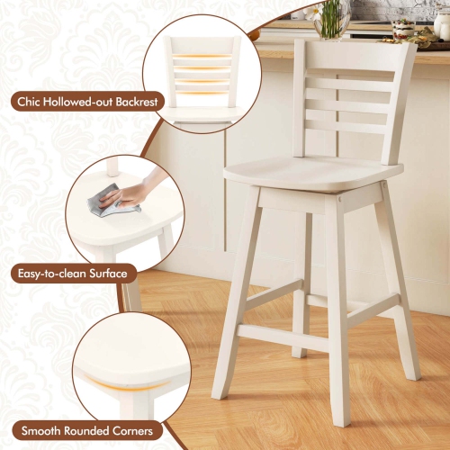Les tabourets de bar pivotants à hauteur de comptoir 24,5 po 4 PCS de Costway avec dossier creux