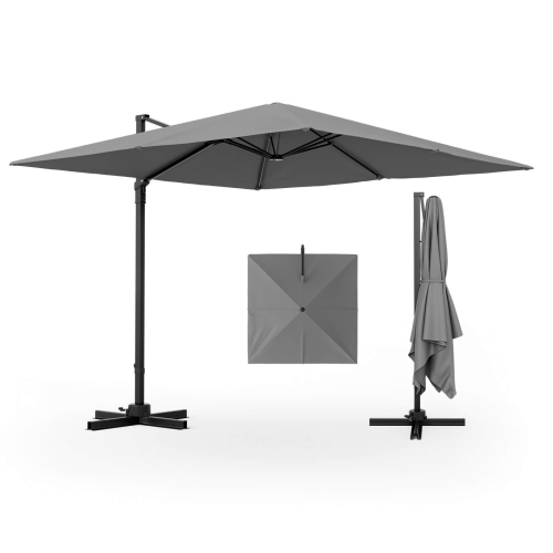 Costway Patio 9.5FT Square Cantilever Offset Hanging Umbrella 2-Tier 360° Outdoor
