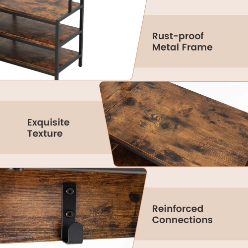 Costway Corner Garment Rack L-shaped Clothes Rack with Open Shelves & Adjustable Foot Pads