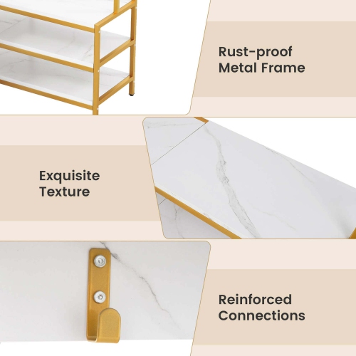 Costway Corner Garment Rack L-shaped Clothes Rack with Open Shelves & Adjustable Foot Pads