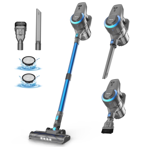 DEVOAC N300 Cordless Vacuum Cleaner, 6 in 1 Ultra-Lightweight Stick Vacuum, 2200mAh Battery Up to 40mins Runtime, Powerful Handheld Vacuum for Hard F