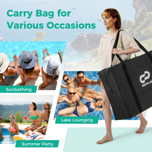 Goplus 8.7 ft Inflatable Floating Dock with Detachable Ladder Mesh Swim Lounge Beach