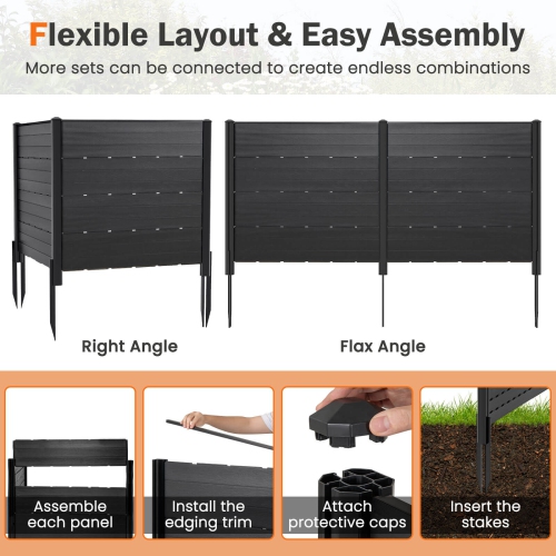 Costway 2 PCS 48" L x 46" H Air Conditioner Fence Outdoor Privacy Fence Screen