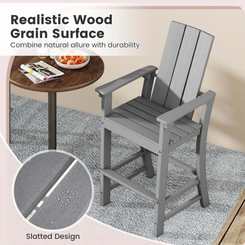 Costway Tall Adirondack Chair with Ergonomic Backrest Armrests & Footrest for Backyard