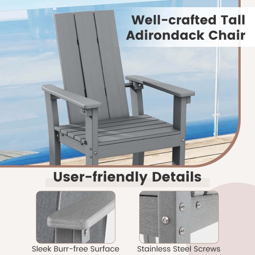 Costway Tall Adirondack Chair with Ergonomic Backrest Armrests & Footrest for Backyard