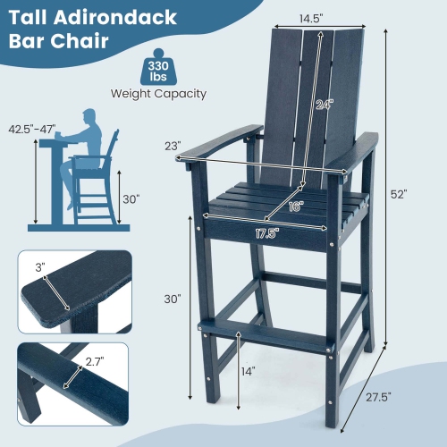 Costway Tall Adirondack Chair with Ergonomic Backrest Armrests & Footrest for Backyard