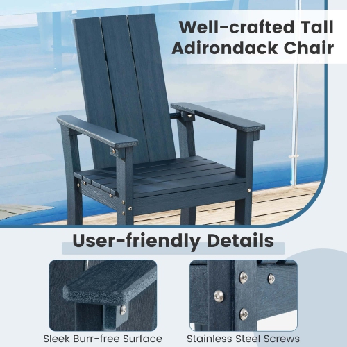 Costway Tall Adirondack Chair with Ergonomic Backrest Armrests & Footrest for Backyard