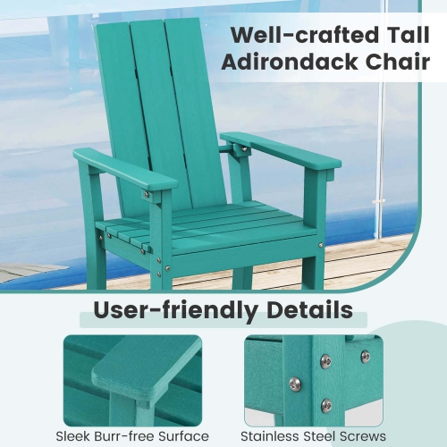 Costway Tall Adirondack Chair with Ergonomic Backrest Armrests & Footrest for Backyard
