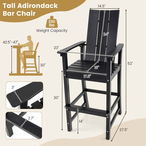 Costway Tall Adirondack Chair with Ergonomic Backrest Armrests & Footrest for Backyard