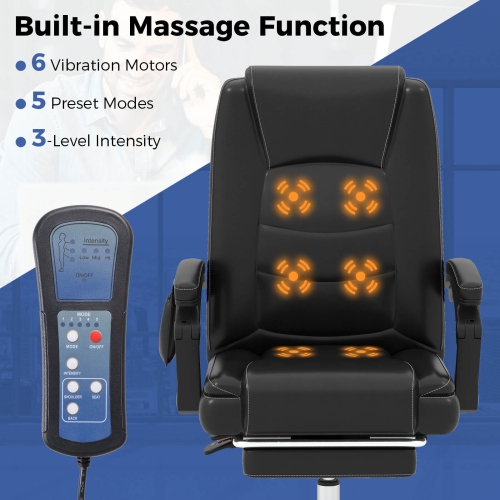 Costway Massage Adjustable Executive Chair 400 LBS Big & Tall Office Chair Black