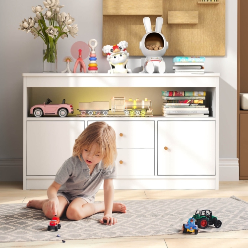 Meuble de rangement de jouets en bois pour enfants avec étagère ouverte de Costway
