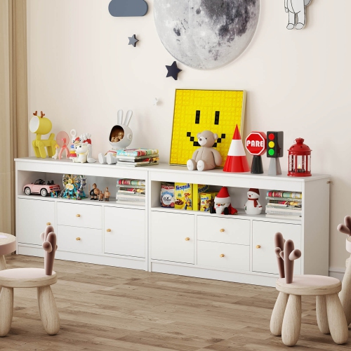 Meuble de rangement de jouets en bois pour enfants avec étagère ouverte de Costway