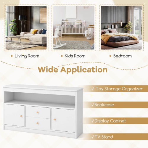 Meuble de rangement de jouets en bois pour enfants avec étagère ouverte de Costway