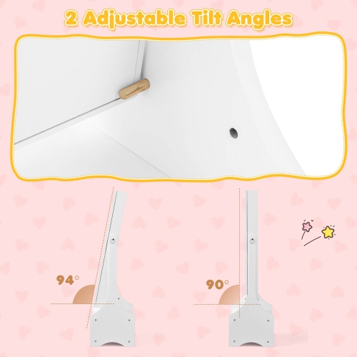 Armoire à bijoux pour enfants avec tiroir à miroir pleine longueur à 2 angles d'inclinaison ajustables de Costway