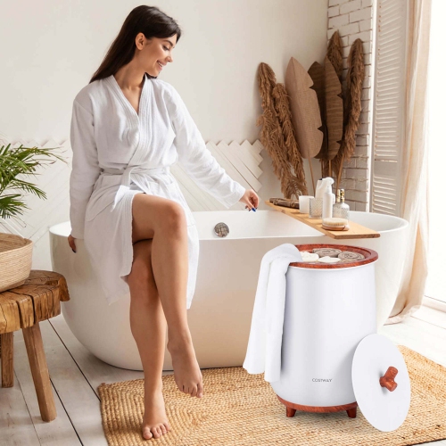 Costway 23L Bathroom Towel Warmer Bucket 4 Timer with Fragrance Holder & 3-Level Heating