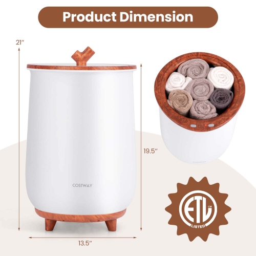 Costway 23L Bathroom Towel Warmer Bucket 4 Timer with Fragrance Holder & 3-Level Heating