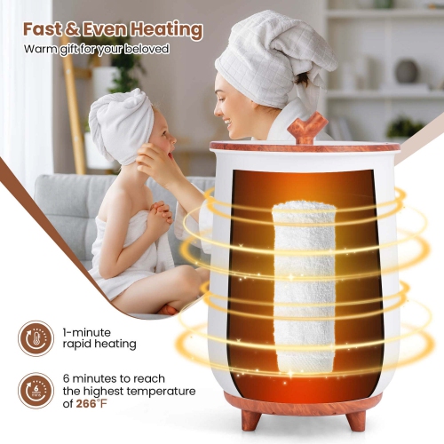Costway 23L Bathroom Towel Warmer Bucket 4 Timer with Fragrance Holder & 3-Level Heating