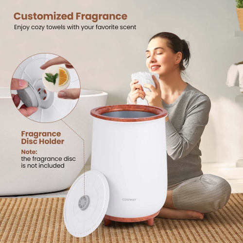 Costway 23L Bathroom Towel Warmer Bucket 4 Timer with Fragrance Holder & 3-Level Heating