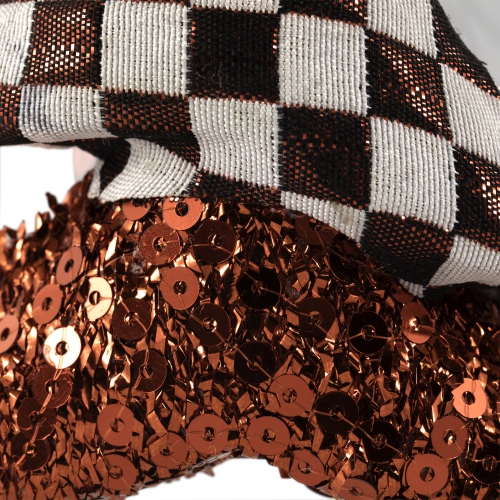 Décorations de Noël à paillettes et à damiers, 5 po, rouge, ensemble de 2