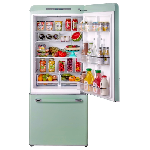 Unique Appliances Classic Retro 30-inch 17.7 cu. ft. Frost Free Bottom Freezer Counter Depth Refrigerator with Built-In Ice Maker in Summer Mint