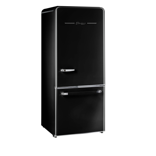 Unique Appliances Classic Retro 30-inch 17.7 cu. ft. Frost Free Bottom Freezer Counter Depth Refrigerator with Built-In Ice Maker in Midnight Black,