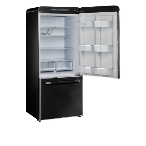Unique Appliances Classic Retro 30-inch 17.7 cu. ft. Frost Free Bottom Freezer Counter Depth Refrigerator with Built-In Ice Maker in Midnight Black,
