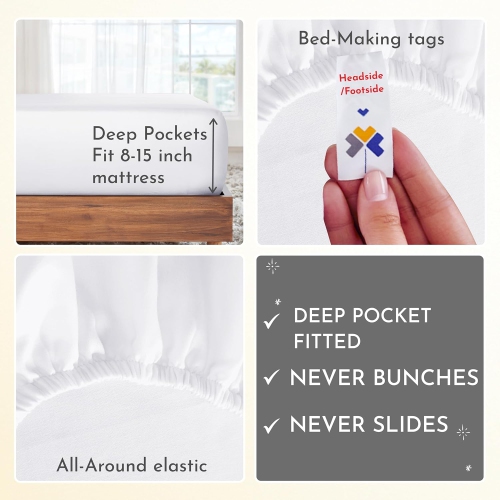 California Design Den 400 Thread Count 100% Cotton Sheets, Cooling, King Size Sheet Set, 4 Pc Luxury Sheets & Pillowcases, Breathable Bedding for