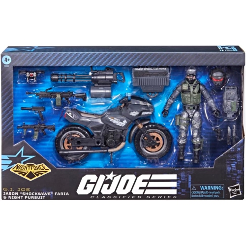 G.I. Joe Classified 6 Inch Scale Action Figure Night Force Exclusive - Shockwave & Night Pursuit Cycle