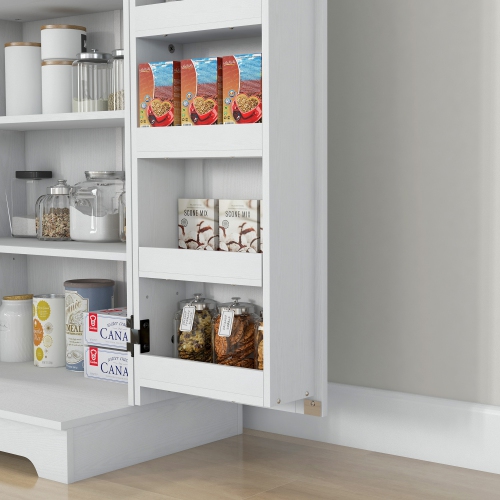 HOMCOM – Armoire garde-manger de 47 po, armoire garde-manger autonome avec portes et tablettes réglables, grain de bois blanc crème