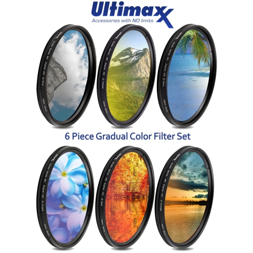 52mm 6 Piece Multi-Coated Professional Gradual Color Filter Kit with Wallet
