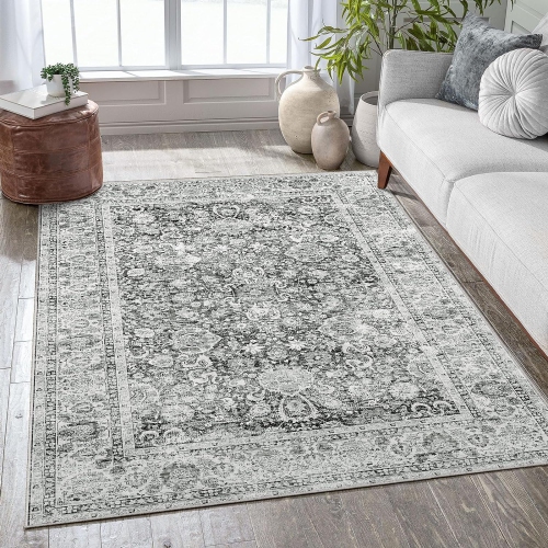 CoolHut Large Area Rug for Living Room – Distressed Floral Boho Oriental Design, Non-Slip Low Pile Machine Washable Area Rug for Bedroom Dining Rooms