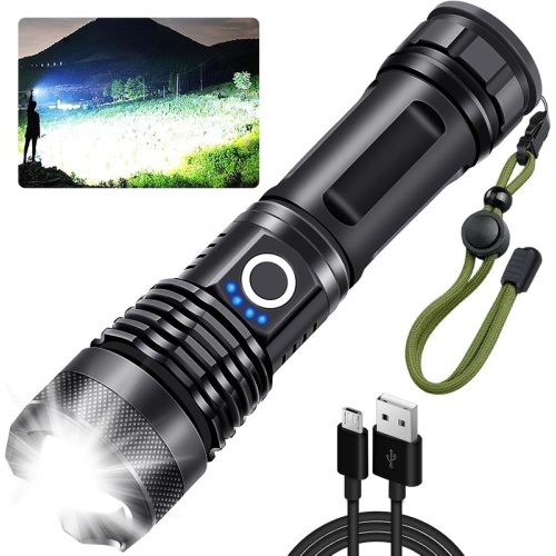 YOULIGHTS  Rechargeable Tactical Flashlight, 5 Modes Zoomable Led Flashlight \w Type-C And Ipx7 Waterproof, Powerful Flash Light for Camping