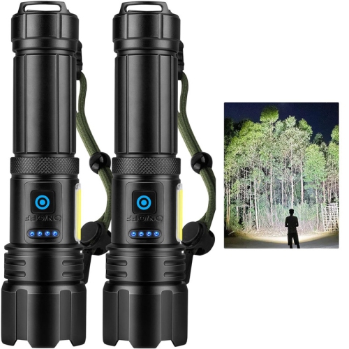 YOULIGHTS  Rechargeable Flashlight, Led Flashlight Super Bright, Brightest Flashlight 7 Modes \w Cob Light, Ipx7 Waterproof Flash Light for Home