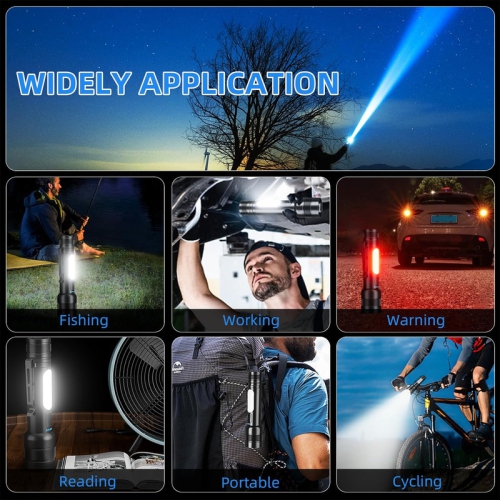 YOULIGHTS Rechargeable Flashlight, Tactical Led Flashlights with Zoomable, 8 Modes & COB Light, IPX7 Waterproof, Super Bright Flash Light for