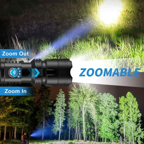 YOULIGHTS Rechargeable Flashlight, 2 Pack Super Bright LED High Lumen, USB Powerful with 5 Modes, Zoomable Waterproof Flash Light for Emergency