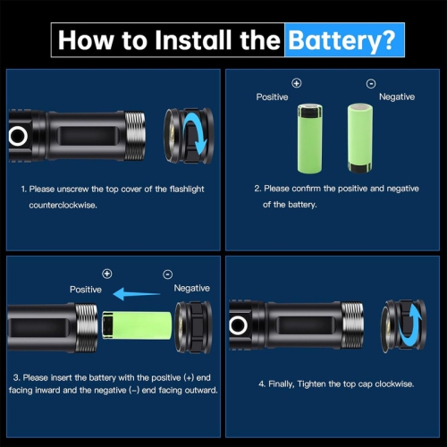 YOULIGHTS Rechargeable Zoomable Flashlight, 7 Modes COB and LED Flashlight, IPX7 Waterproof with Output and Input for Camping, Emergency and Dog