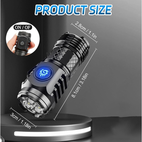 YOULIGHTS 2 Pieces Three-Eyed Monster Mini Flashlight, Super Bright 5 Modes Pocket Flashlight with Clip, Rechargeable LED Flashlight for Camping,