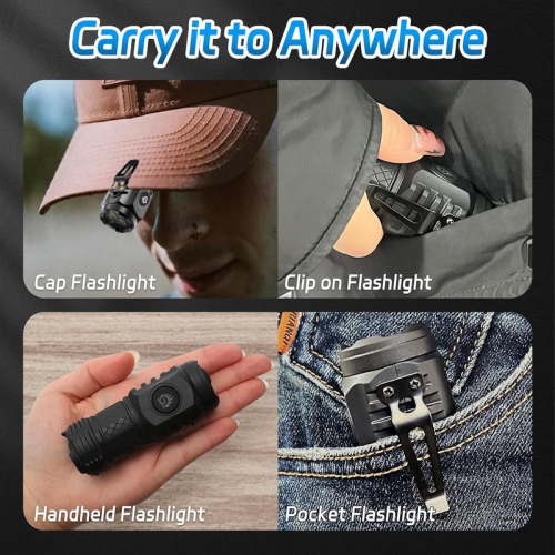 YOULIGHTS 2 Pieces Three-Eyed Monster Mini Flashlight, Super Bright 5 Modes Pocket Flashlight with Clip, Rechargeable LED Flashlight for Camping,