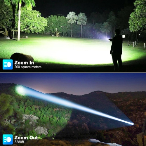 Rechargeable Flashlight, 2 Pack LED Flashlight, 12 Hours Battery Run Time, 5 Modes, IPX6 Waterproof High Power Handheld Flash Light for Outdoor,