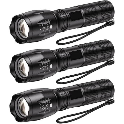 YOULIGHTS 3pack LED Flashlights, Tactical Flashlight, 5 Modes, Zoomable, Waterproof, Adjustable Brightness Flash Light for Camping, Everyday, Hiking,