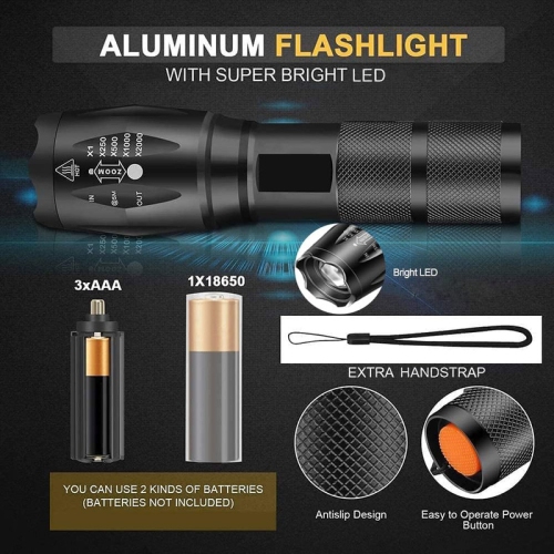 YOULIGHTS 3pack LED Flashlights, Tactical Flashlight, 5 Modes, Zoomable, Waterproof, Adjustable Brightness Flash Light for Camping, Everyday, Hiking,