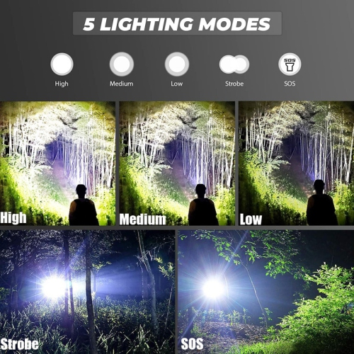 YOULIGHTS 3pack LED Flashlights, Tactical Flashlight, 5 Modes, Zoomable, Waterproof, Adjustable Brightness Flash Light for Camping, Everyday, Hiking,